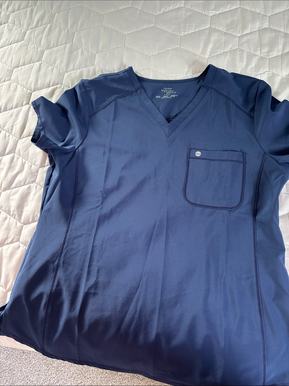 Cherokee Women's  V-Neck Pocket Scrub Top in Navy Blue